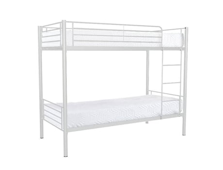 Beliche Duplo 90Cm Metal As110 Branco 2 Colchões 90X190Cm SALDOSYSTOCKS