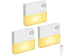 Conjunto De 3 Luzes Noturnas Led Recarregáveis Com Sensor Movimento,