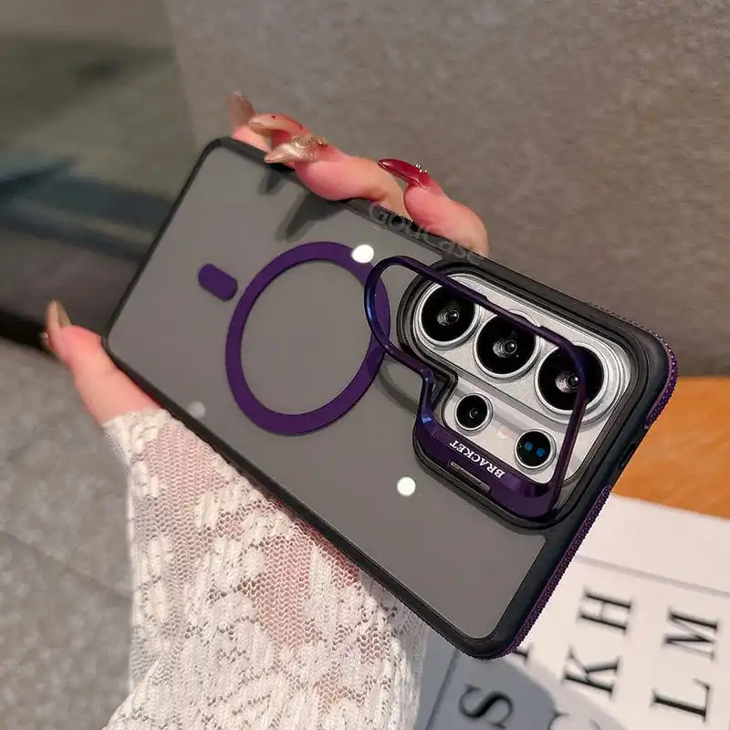 Capa Transparente Para Celular Samsung Magsafe Com Suporte Magnético (galaxy S24 Roxo).