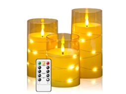 (3 Douradas) Velas De Led Sem Chama, Adequadas Para O Natal, Halloween, Casamentos E Para Criar Um Ambiente Especial.