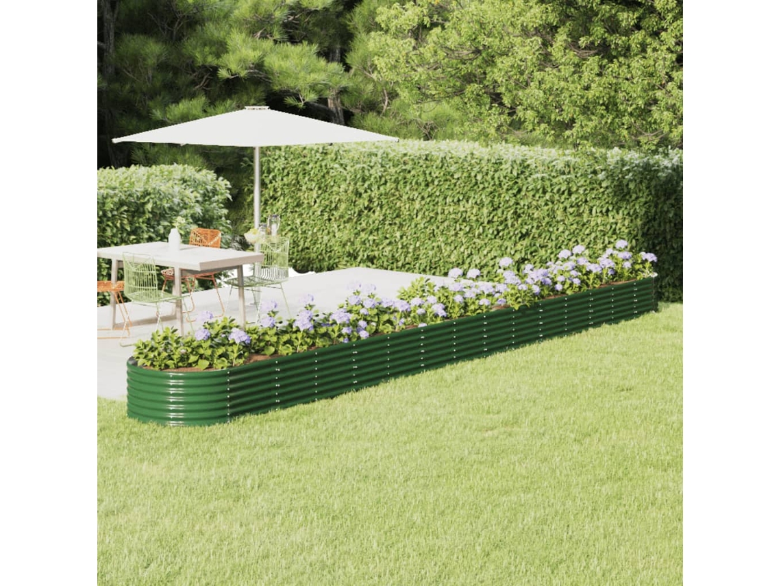Canteiro Elevado Jardim 620x80x36 Cm Aã§o Revestido Com Pã³ Verde Dkd Home Decor