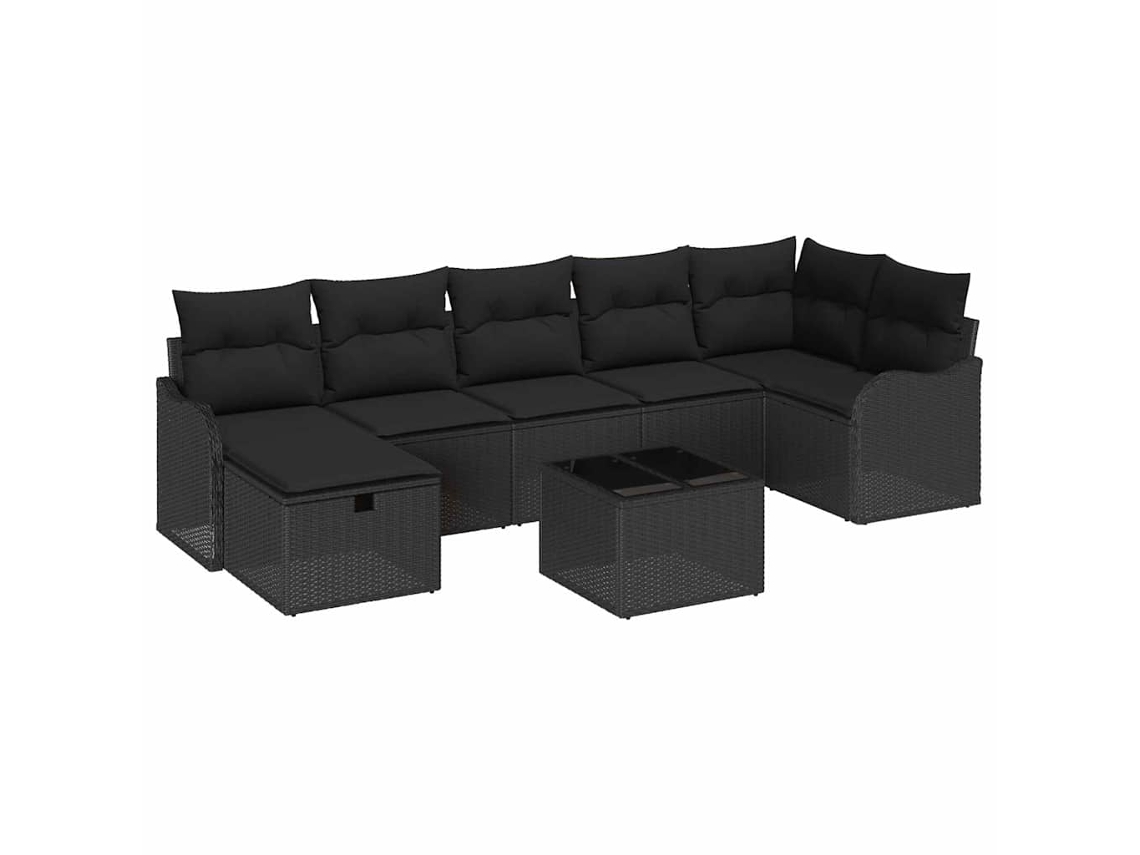 Maison Exclusive - Conjunto De Sofás Com Almofada Manual 8 Pcs Preto Vime Pe