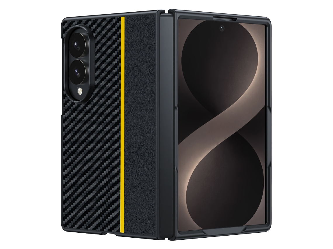 Capa Para Samsung Galaxy Z Fold8, Capa Protetora Ultrafina Em Couro Pu Gertiz (preto Amarelo)