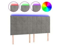Cabeceira de Cama com Led Veludo Cinza Claro MAISON EXCLUSIVE (160x5x118 cm)