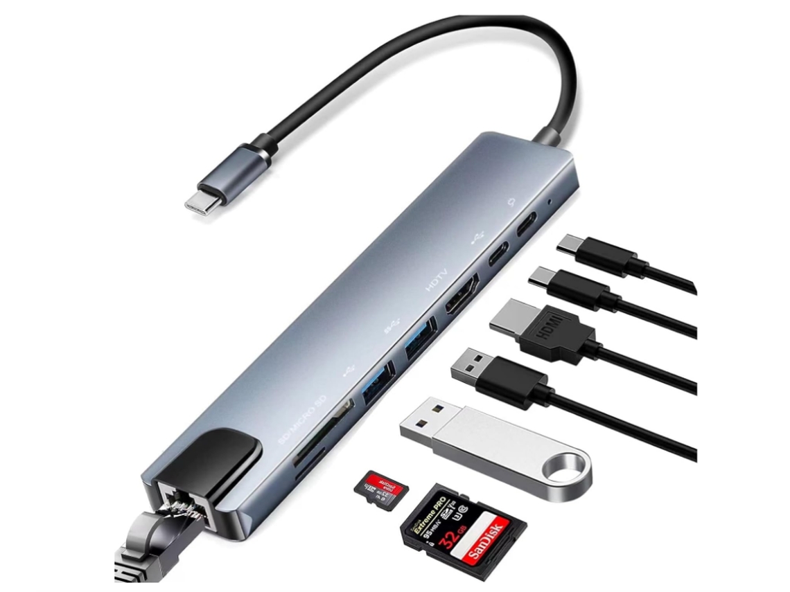 Hub Usb C Docking Station Compatível com Macbook Pro/Air Mais Dispositivos Type-C Cinza BISBISOUS