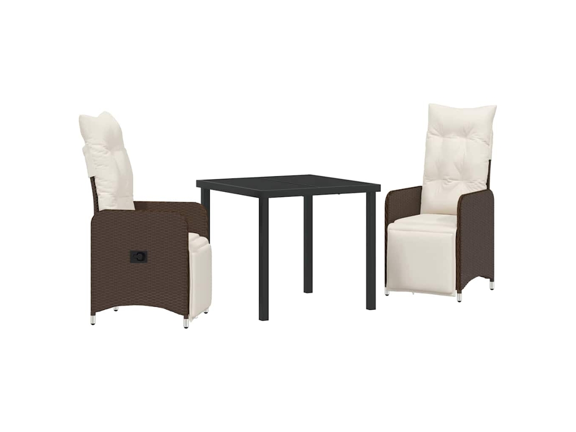 Conjunto de Jantar para Jardim 3 Pcs Castanho Vime Pe MAISON EXCLUSIVE