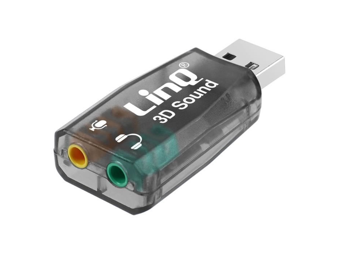 Placa De Som Externa Linq Usb Para 2 Conectores De 3,5 Mm Surround 5.1 Compacto Substituição Da Placa De Som Slowmoose
