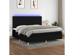 Vidaxl Cama Box Spring C/ Colchão E Led 200x200 Cm Tecido Preto