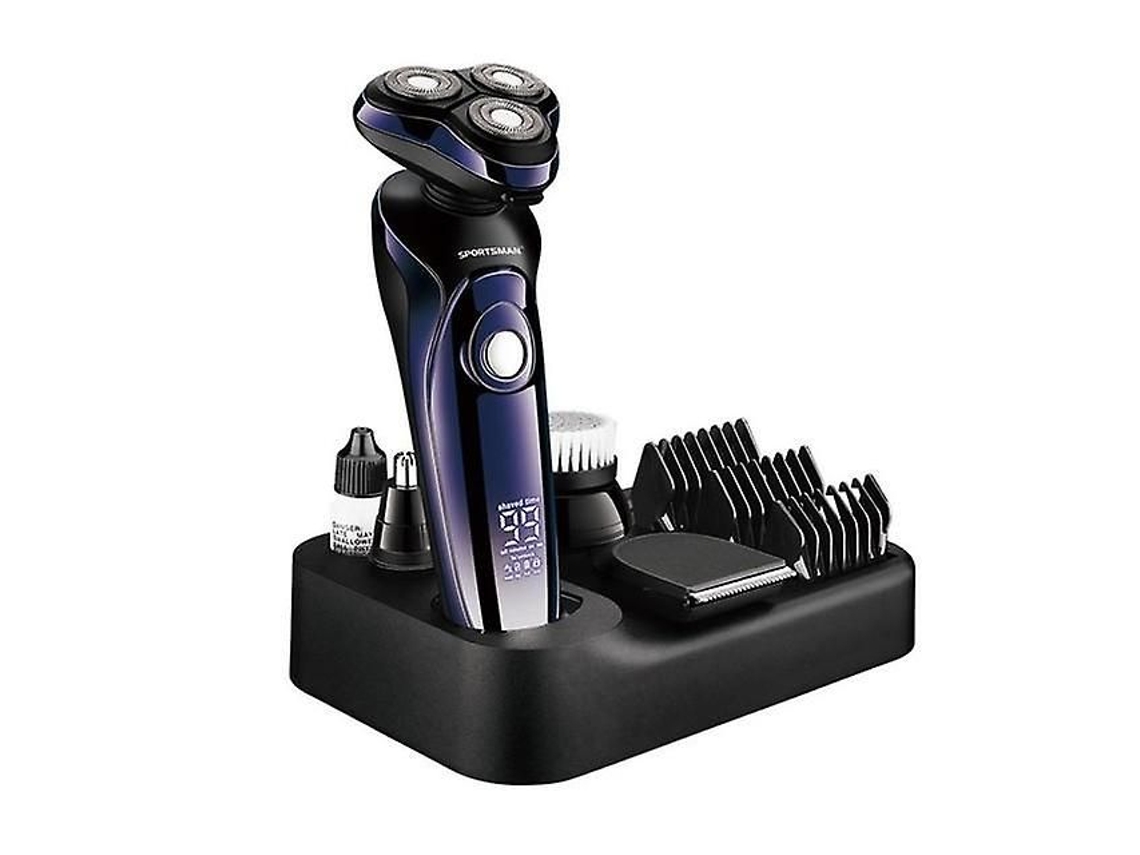Barbeador Elétrico Seco Molhado 4d Para Homens Barba Cabelo Aparador De Nariz Recarregável Cortador De Cabelo E Aparador De Orelha Display Lcd