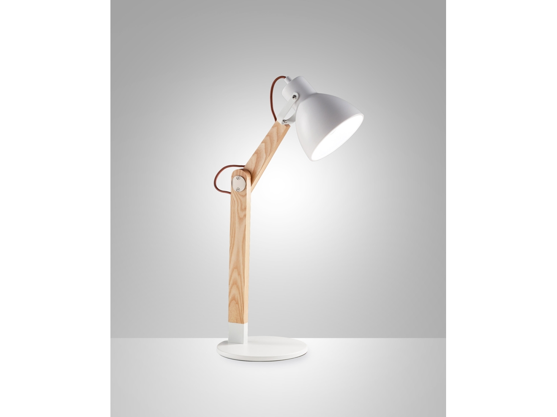 Candeeiro De Mesa Sveva Em Metal E Madeira Branco/freixo, Casquilho E27, Design Elegante, Ideal Para Iluminação De Interiores, 230v, Classe Ii