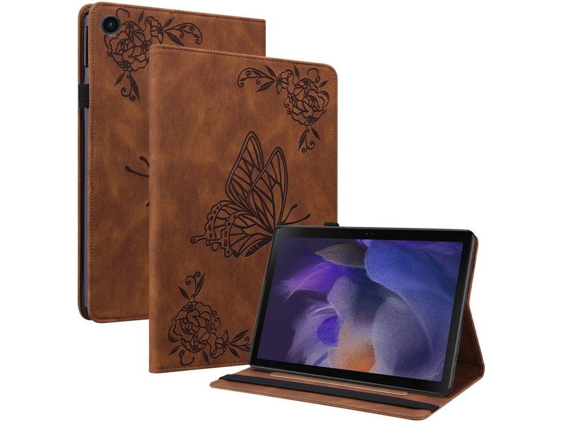 Elysve Capa Protetora Para Samsung Galaxy Tab A8 10,5 Polegadas 2021 Borboleta, Proteção Antiqueda, Cor Castanho
