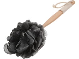 Escova De Banho Esfoliante Healvian Para Costas E Peito, Cabo De Madeira, Material Pe Confortável, Preta, Para Limpeza E