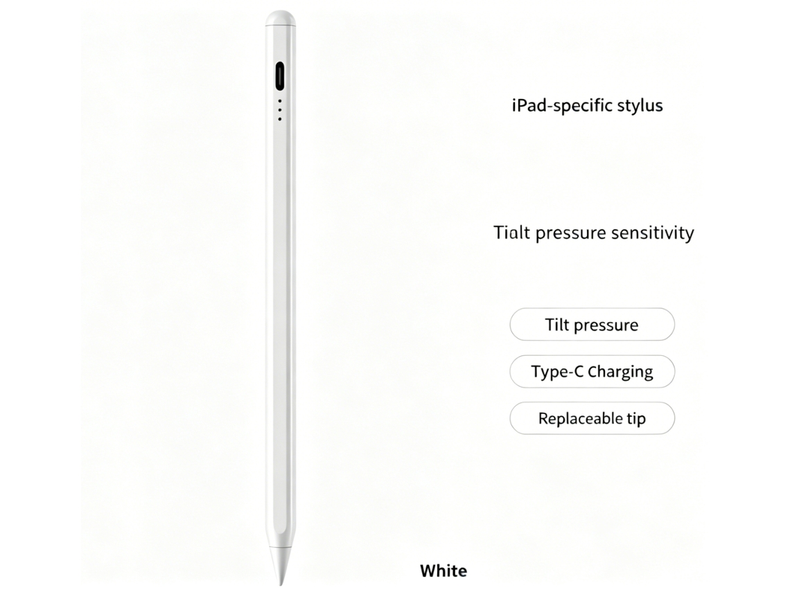 Caneta Capacitiva para Ipad com Pressão de Inclinação e Carregamento Tipo C Ponta Substituível YANYXR