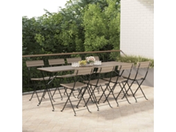 Cadeiras Dobráveis De Bistrô 8 Pcs Vime Pe E Aço Cinza Dkd Home Decor