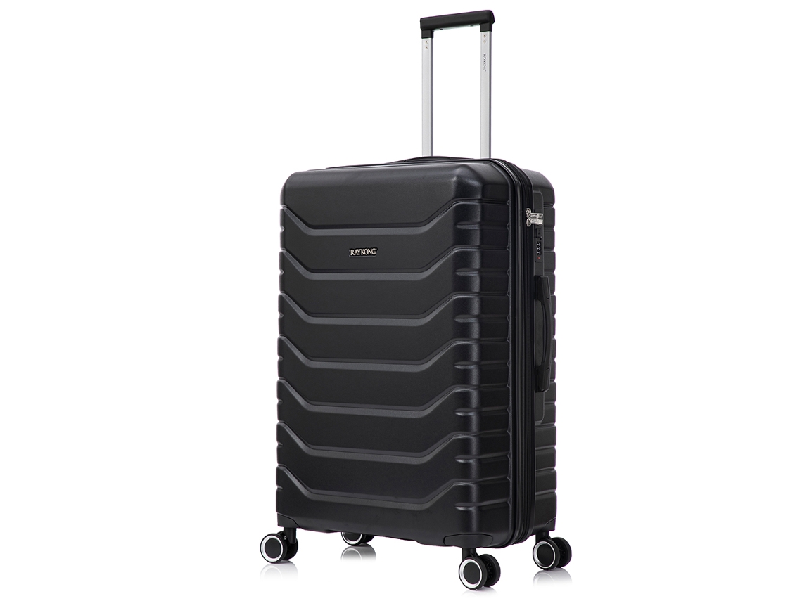 Mala Grande Expansível Abspc 75x49x31cm 33,50cm Estendida | 114l 123l | 28 Polegadas | 25kg Com Fecho De Combinação Semi Rígido Preto Raykong