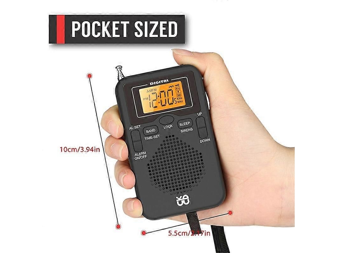 Rádio portátil mini meteorológico, LCD, despertador GOKOCO