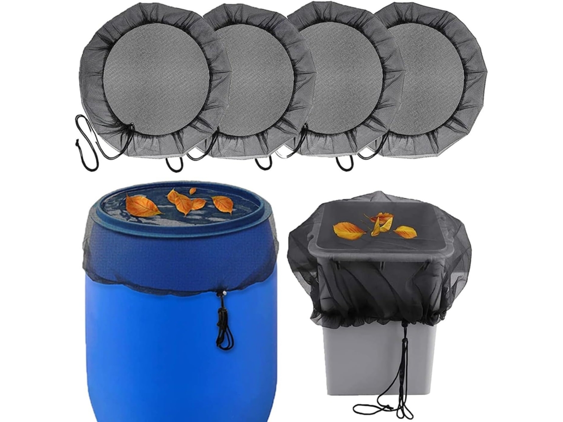 4-pack Rain Butt Net With Adjustable Drawstring, 95cm Diameter Polyester Cover For Water Barrels, Keeps Leaves And