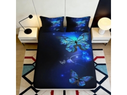 Conjunto de Cama Estampa 3d Borboleta Amarela Microfibra com Fronha 120x200cm, 200x25cm S/MARCA