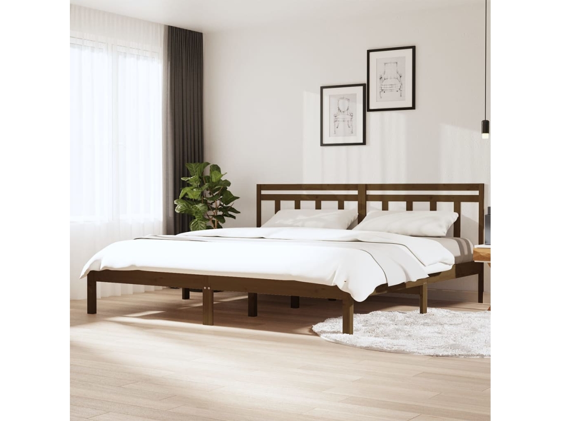 Vidaxl Estrutura De Cama 200x200 Cm Pinho Maciço Castanho Mel