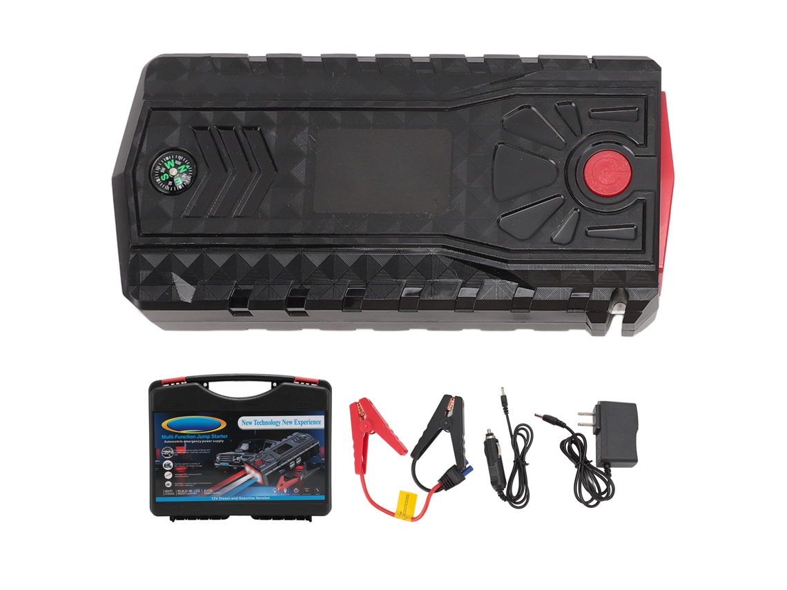 Mali iniciador de Bateria de Carro 12v com 4usb Carregamento Rápido, Luz Led e Kit de Booster para Motores Gasolina 7l e Diesel 5.5l