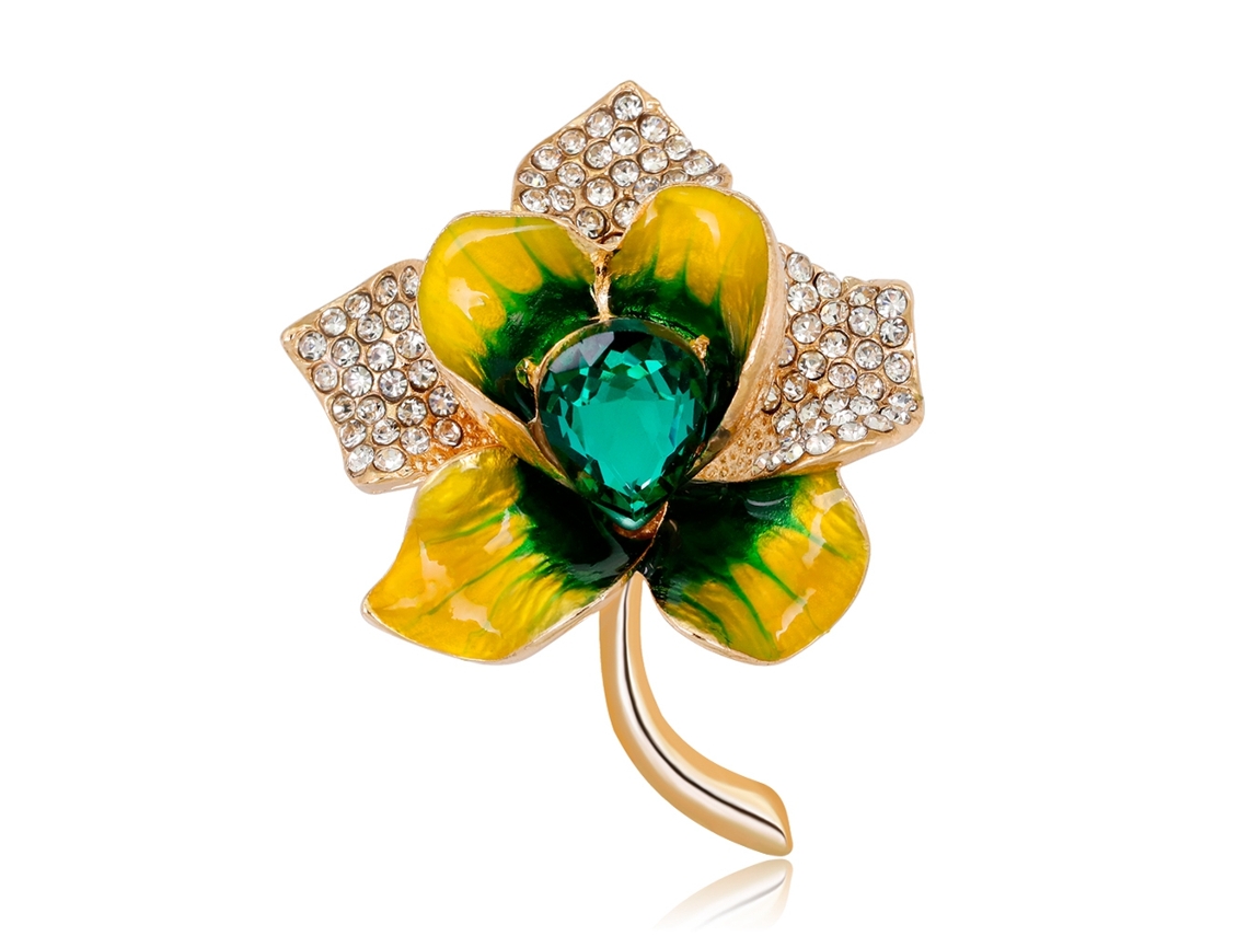 Broche De Colar Padrão Florido Com Strass