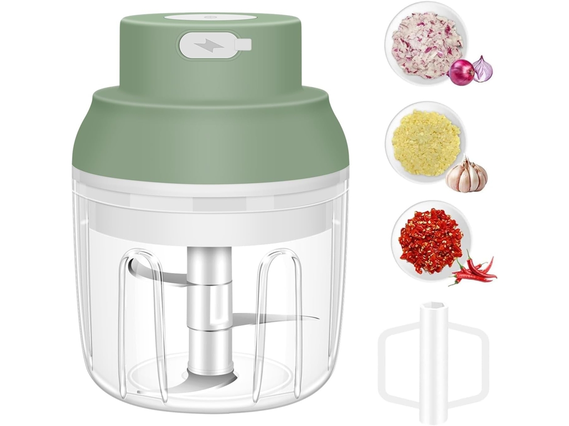 Picador De Alho Elétrico, 250ml, Com Batedor De Ovos, Mini Picador De Legumes Portátil (verde)