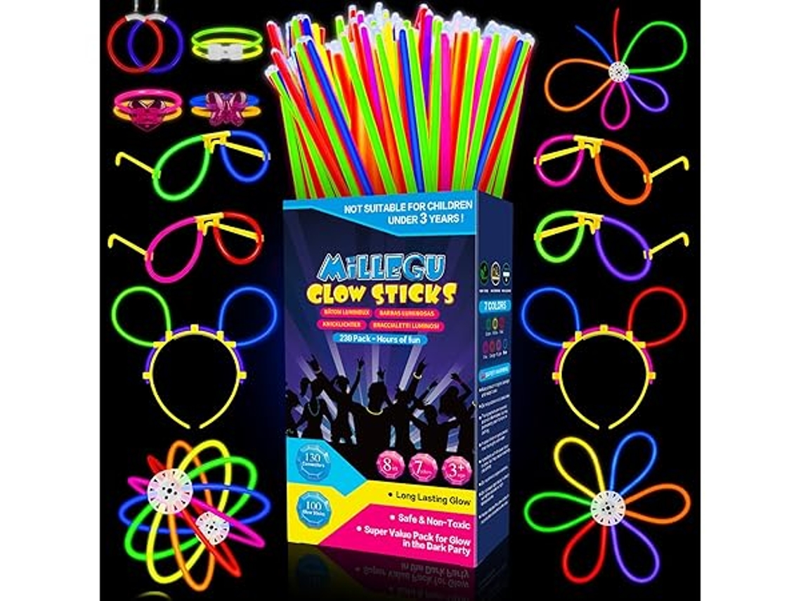 Pulseiras Luminosas, 230 Conjuntos para Festas, Decoração de Natal e Presentes Ano Novo, Ergonômico, Uso Diário STELASPLEN