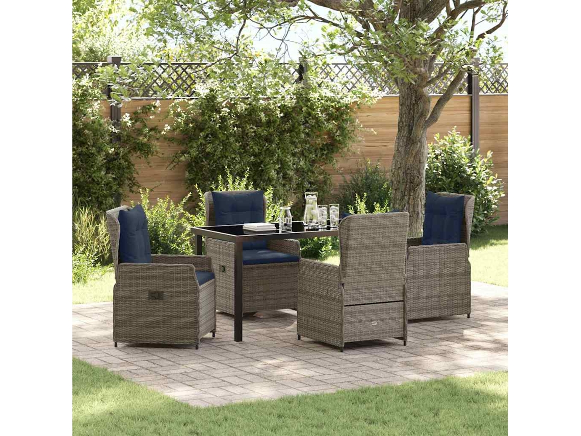 Vidaxl Conjunto De Jantar Para Jardim 5 Unid. Cinzeto Rattan Sintético