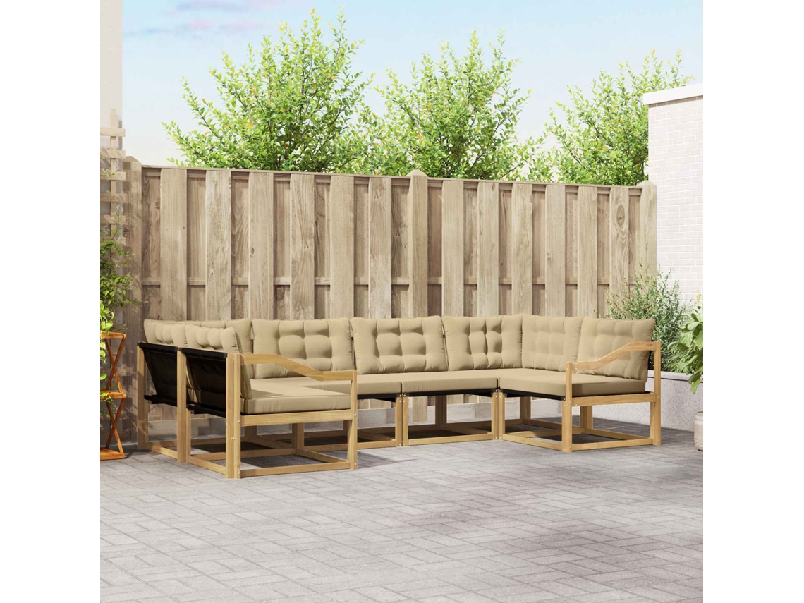 Vidaxl Conjunto De Sofás Para Exterior 6 Pcs Branco E Bege