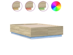 Estrutura Cama com Luzes Led Derivados Madeira Carvalho Sonoma MAISON EXCLUSIVE