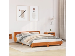 Vidaxl Cama Sem Colchão 140x200 Cm Madeira Pinho Maciça Castanho-mel