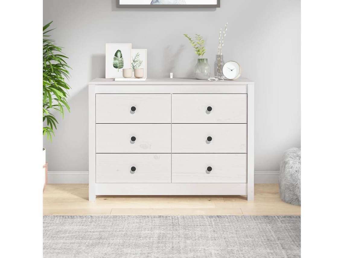 Mueble auxiliar de pino macizo blanco de 100 x 40 x 72 cm