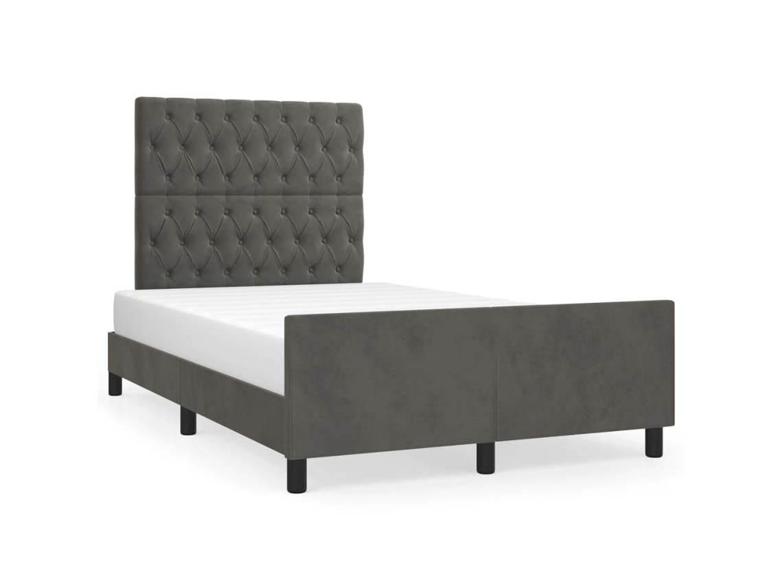 Bed Frame With Headboard, Bed Frames With Headboards Vidaxl Cinzeto Veludo (120 X 200 Cm)