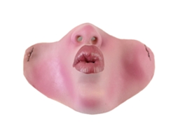 Máscara Dudu Mouth Halloween Laxiscreed, Meia Face Vermelha Em Látex Para Festas Divertidas