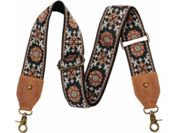 Alça De Bolsa, 5 Cm(2'') Com Ponteiras Em Couro Crazy Horse, Alça De Ombro Ajustável, Substituição, Bordado Jacquard Retrô Com Múltiplos Padrões