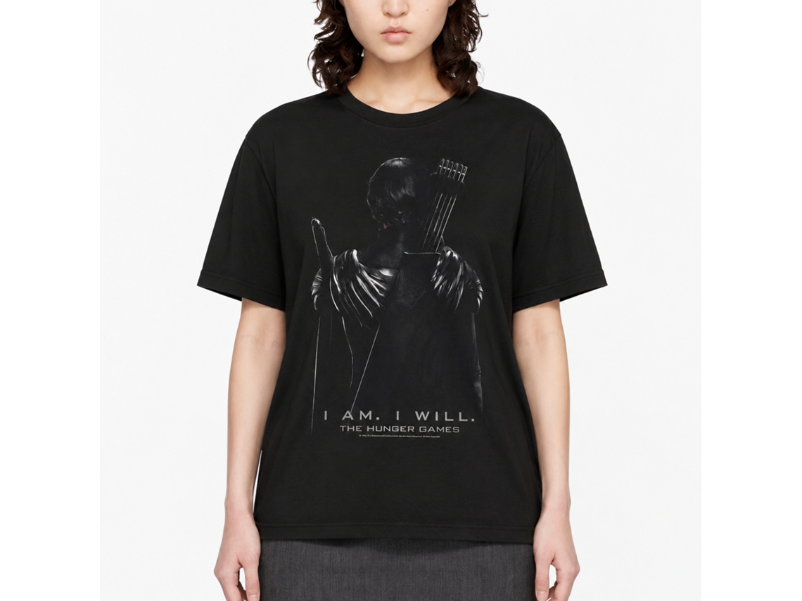 Rockinstone Hunger Games Movie Katniss Back Black Adult T-shirt Size:xl