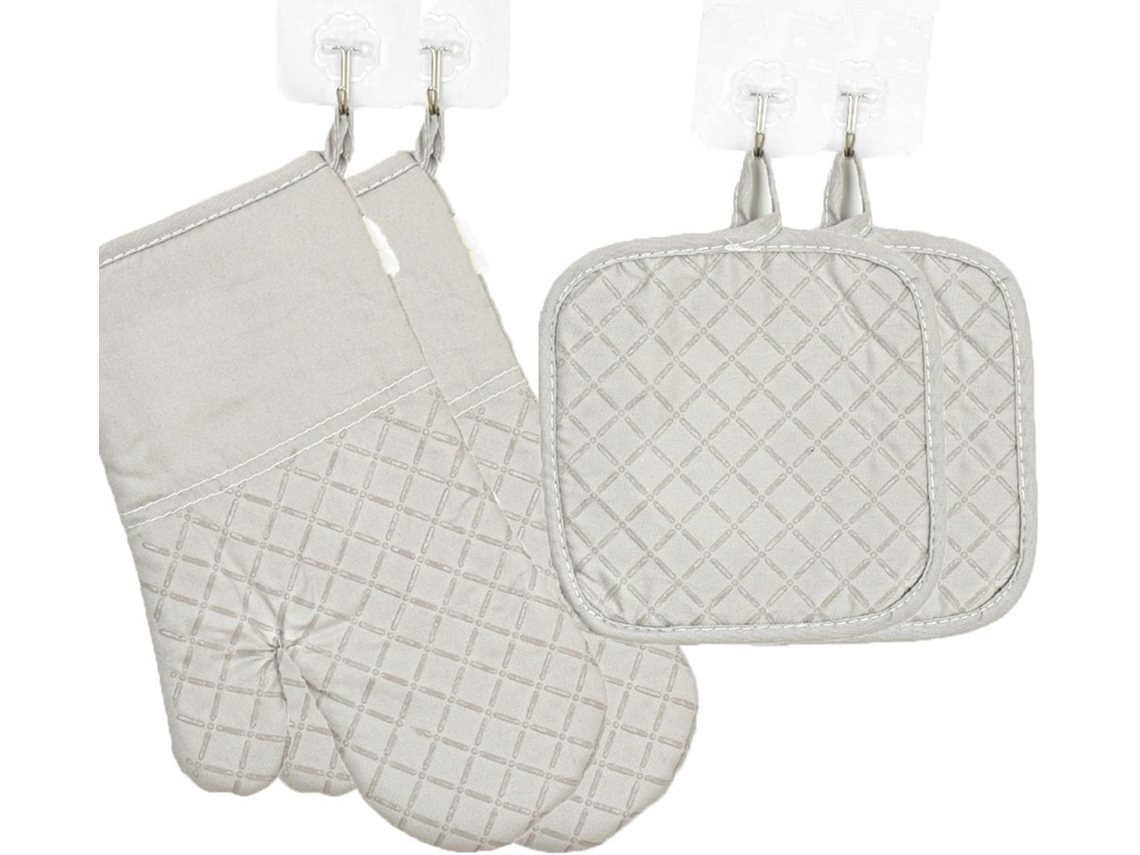 Conjunto De 4-luvas Forno, Resistentes Ao Calor Até 300°c, Impermeáveis, Antiderrapantes, Em Silicone, Ideais Para