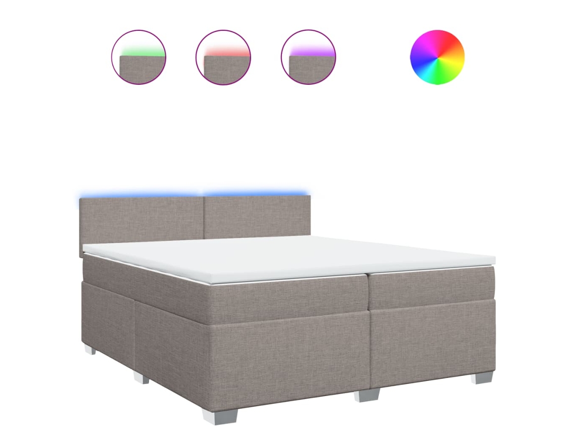 Box Spring Bed, Box Spring Beds Vidaxl Cinzento-acastanhado Tecido (200 X 200 Cm)