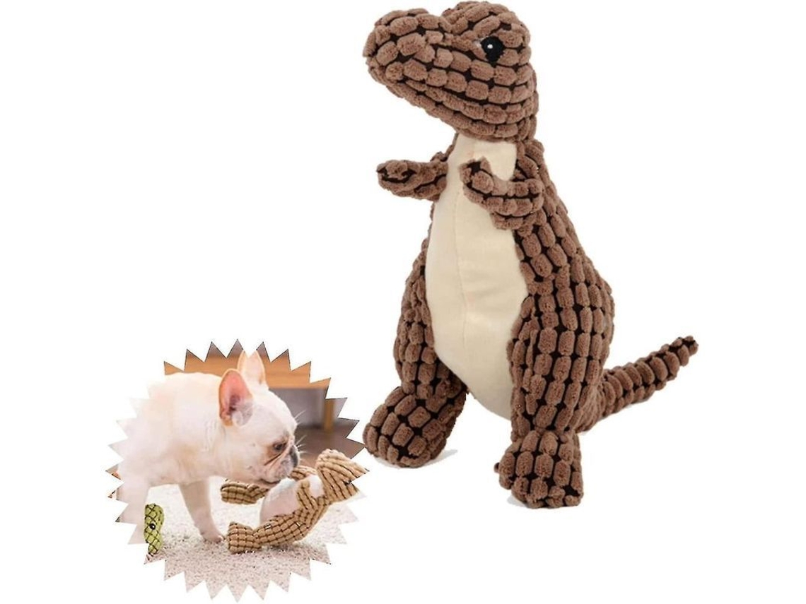 2026 brinquedo de Dinossauro Resistente para Cachorros Mordedores Agressivos com Sinaleiro e Materiais de Alta Qualidade Café
