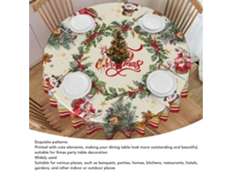 Pano de Mesa de Natal Redondo 60 Polegadas Poliéster Resistente Lavável