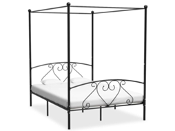 Vidaxl Estrutura De Cama Dossel 160x200 Cm Metal Preto