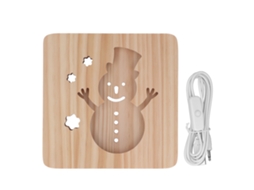 Luz Noturna Led Boneco De Neve 3d Design Madeira