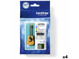 Tinteiro de Tinta Original BROTHER LC421XL (Multicolor - Preto/Ciano/Magenta/Amarelo - DCP-J1050DW - DCP-J1140DW - MFC-J1010DW)
