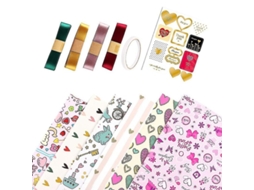 2026 6 Folhas de Papel de Presente com 6 Designs Diferentes, 50x70cm, Papel Reciclado, Inclui Cintas, Cinta Adesiva e Adesivos