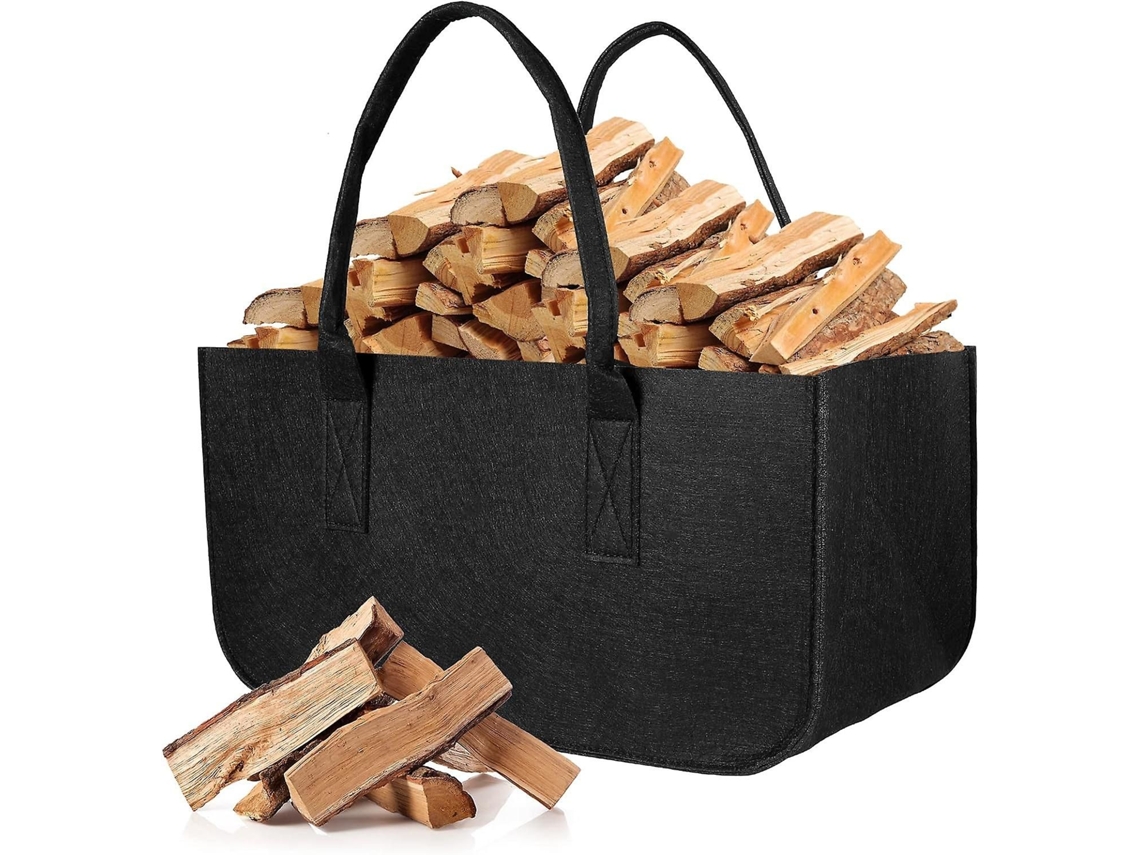Cesto Dobrável para Lenha, Saco para Lenha de Lareira, Sacola de Compras Multifuncional de 50x25x25cm GOKOCO