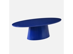 Mesa De Centro Oval Com Efeito Brilhante, Azul