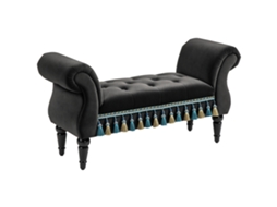 Banco Estofado. Supino. Design Vintage. Até 150 Kg. 117x40x58 Cm. Cinza Escuro Ge
