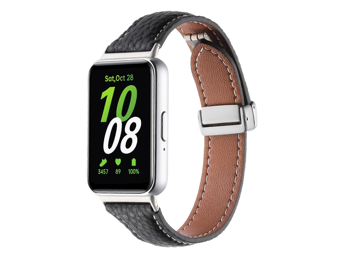 Pulseira De Couro Fina Com Fecho Magnético E Textura De Lichia Para Samsung Galaxy Fit 3