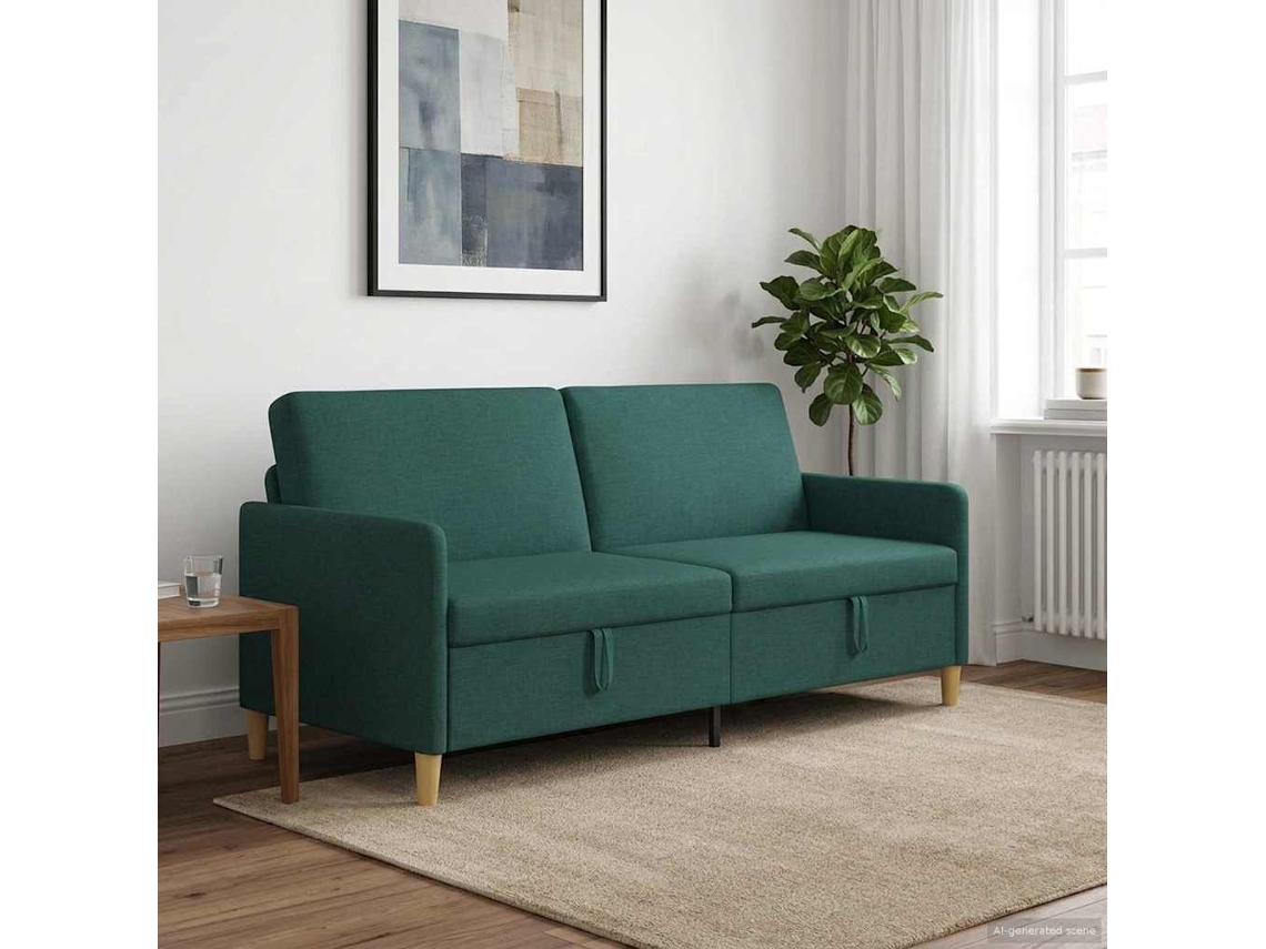 Vidaxl Sofa Com Armazenamento Verde-escuro 192 X 78 X 87 Cm Poliéster