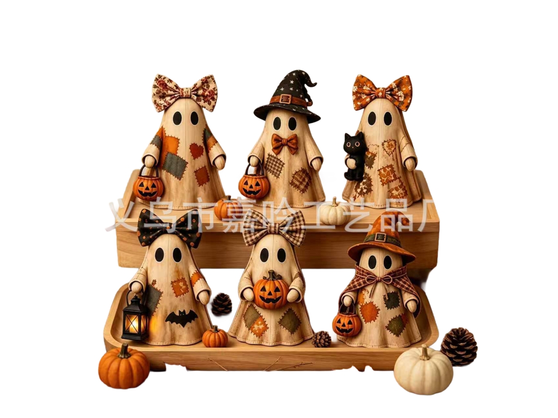 Laxiscreed, Decoração De Halloween Com Fantasma De Madeira Em Patchwork Para Assustar E Decorar Sua Casa